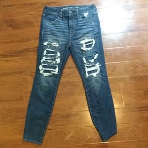 Super high waisted American Eagle Distressed Jeans